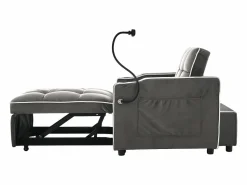 New Sofá 83x167x76cm Compacto extensible Ahorra espacio Terciopelo y espuma Con portavasos soporte teléfono oscuro antiguo Sillón Cama