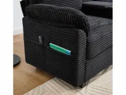 Sale Sofá 266x136x82cm moderno multifunción con puf de almacenaje, ideal para salón pana Negro