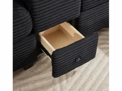 Sale Sofá 266x136x82cm moderno multifunción con puf de almacenaje, ideal para salón pana Negro