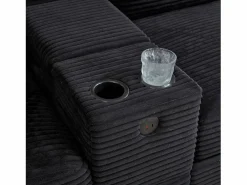 Sale Sofá 266x136x82cm moderno multifunción con puf de almacenaje, ideal para salón pana Negro