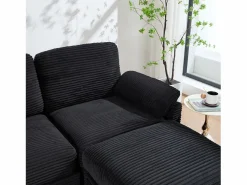 Sale Sofá 266x136x82cm moderno multifunción con puf de almacenaje, ideal para salón pana Negro