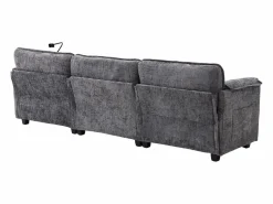 New Sofá 279x83x85cm soporte para móvil integrado y puf modular tapizado chenille Sofá Modular