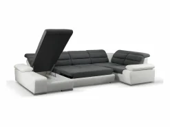 Clearance Vente-unique Sofá XXL gris/blanco ángulo izquierdo BOILEAU - Sofá barato Gris / Blanco