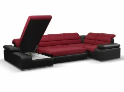 Sale Sofá XXL Rojo/Negro ángulo izquierdo BOILEAU - Barato Sofá Xxl
