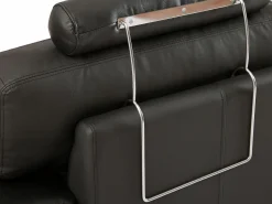 Clearance Vente-unique Sofá y puf de piel ángulo izquierdo METROPOLITAN II Negro