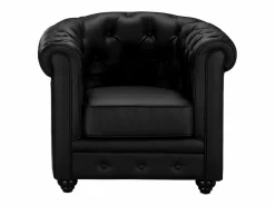 Vente-unique Sofá y sillón CHESTERFIELD - Piel sintética Negro