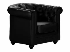 Vente-unique Sofá y sillón CHESTERFIELD - Piel sintética Negro