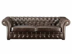 Vente-unique Sofa 3+2+1 plazas chesterfield de piel envejecida CLOTAIRE