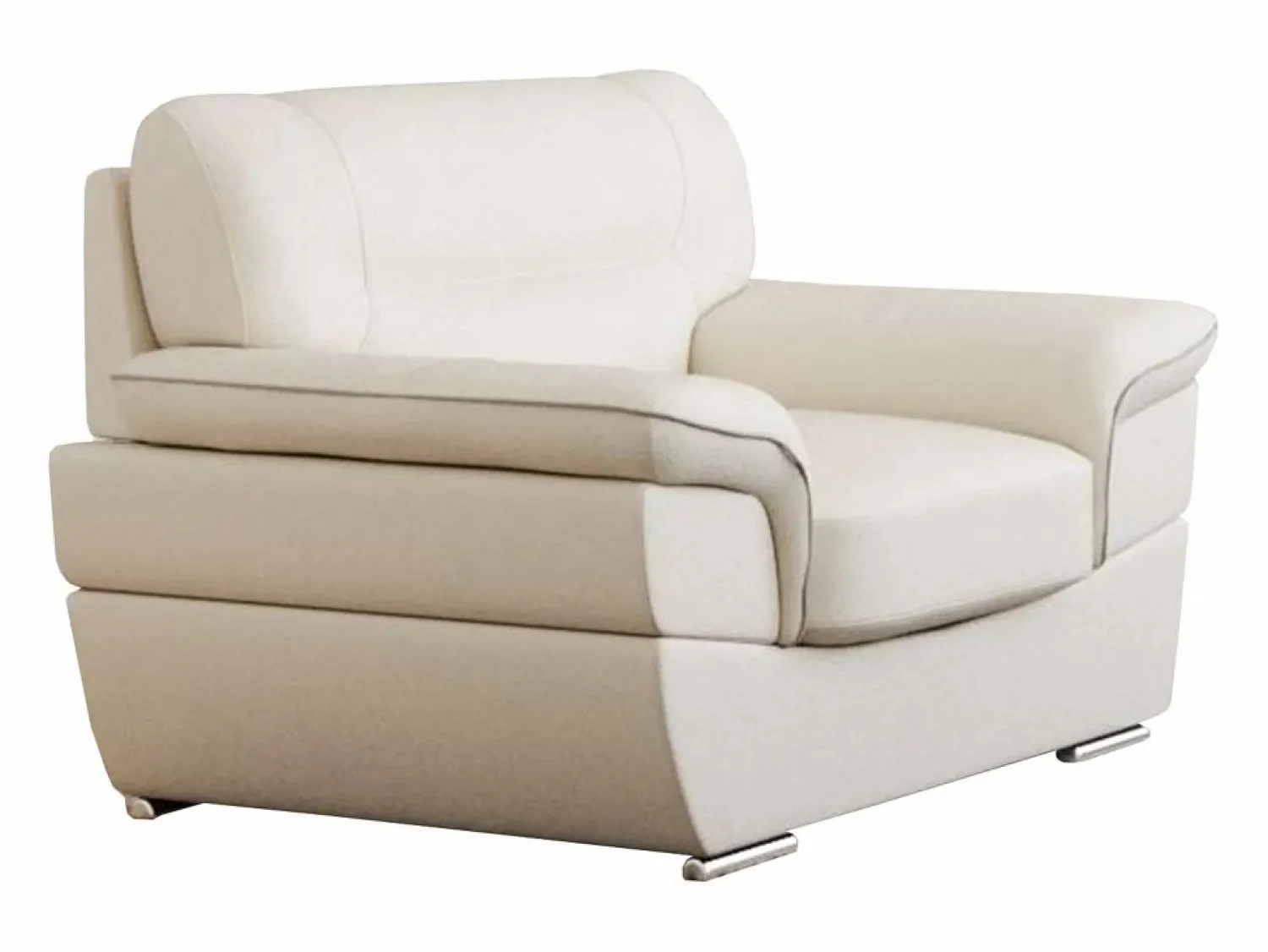 Sale Sofa 3+1 plazas de piel de becerro blanco THIBAULT Conjunto Sofá Y Sillón