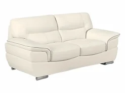 Sale Sofa 3+2 plazas de piel de becerro blanco THIBAULT Conjunto Sofás