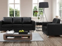 Vente-unique Sofa 3+1 plazas de piel sintetica ACKLEY