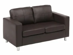 Sofa 2 plazas de piel sintetica color marrón ACKLEY Sofá Vintage|Sofá - 2 Plazas