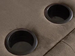 Vente-unique Sofa cama 3 plazas clic-clac de microfibra, marrón DEVONSHIRE