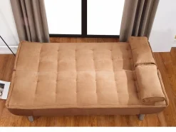 Vente-unique Sofa cama clic-clac microfibra color caramelo MISHAN