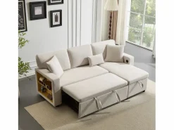 Sofa cama esquina 214x131x87cm estilo moderno con puerto USB y almacenaje tela terciopelo perfecto para salon