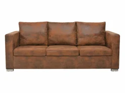 Clicnbuy Sofa de 3 plazas 191x73x82 cm piel de ante artificial