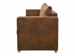 Clicnbuy Sofa de 3 plazas 191x73x82 cm piel de ante artificial