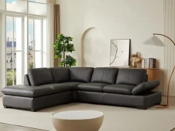 LINEA SOFA Sofa rinconera de piel, marrón, angulo izquierdo ONYX II