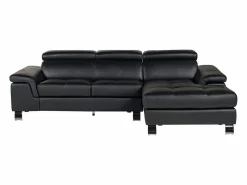 Clearance Sofa rinconera de piel negra y angulo derecho MISHIMA Sofá De Piel
