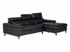 Clearance Sofa rinconera de piel negra y angulo derecho MISHIMA Sofá De Piel