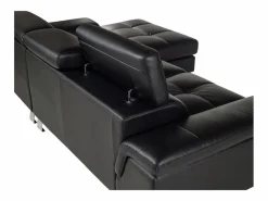 Clearance Sofa rinconera de piel negra y angulo derecho MISHIMA Sofá De Piel