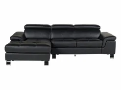 Vente-unique Sofa rinconera de piel negra y angulo izquierdo MISHIMA