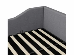 Outlet Sofá-cama acolchado 140×200 cm - con espacio de almacenamiento - con somier de láminas - MDF+lino - Cama Diván