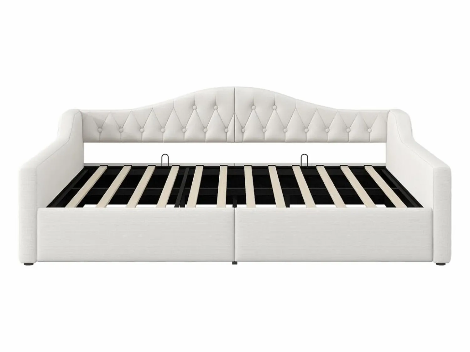 Best Sofá-cama acolchado 140×200 cm - con tira luminosa LED - almacenamiento - con somier de láminas - Cama Diván