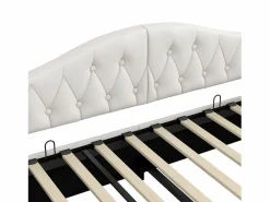 Best Sofá-cama acolchado 140×200 cm - con tira luminosa LED - almacenamiento - con somier de láminas - Cama Diván