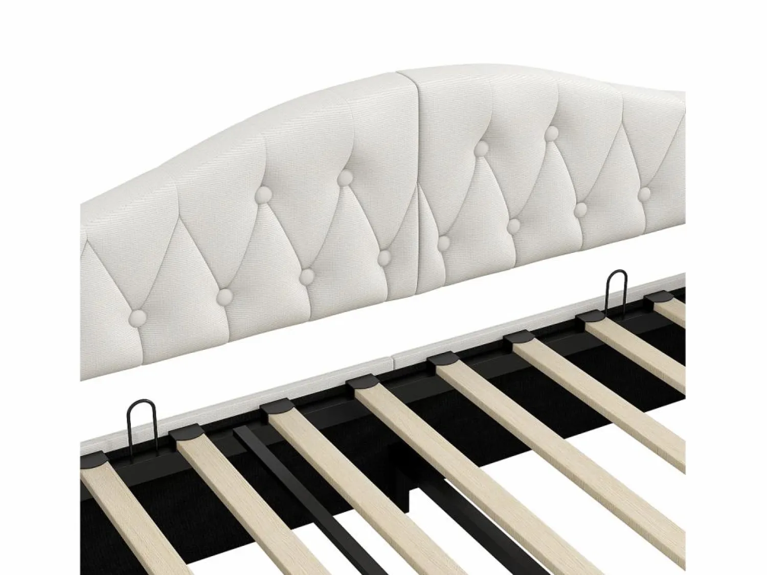 Best Sofá-cama acolchado 140×200 cm - con tira luminosa LED - almacenamiento - con somier de láminas - Cama Diván