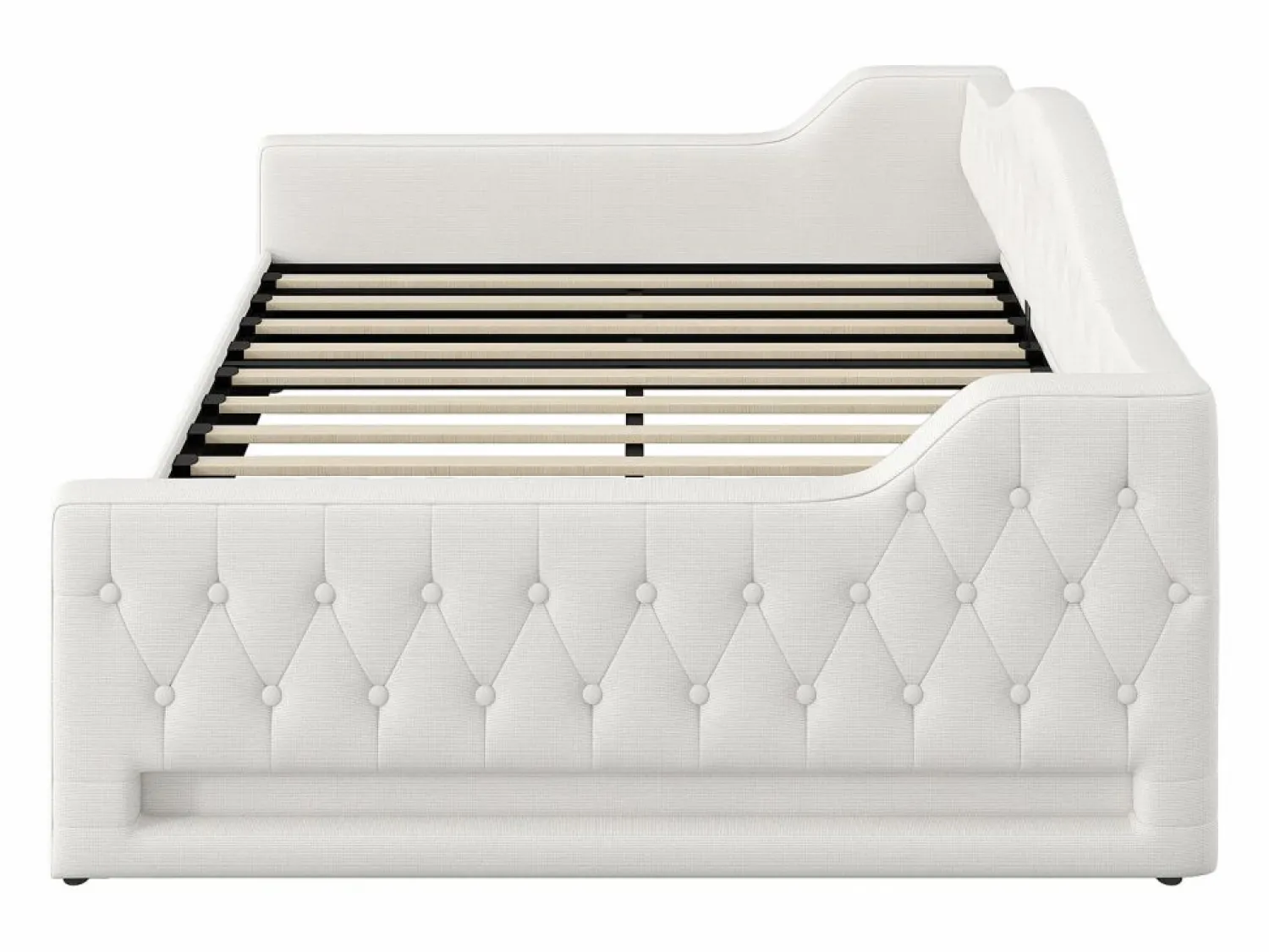 Best Sofá-cama acolchado 140×200 cm - con tira luminosa LED - almacenamiento - con somier de láminas - Cama Diván