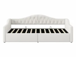 ModernLuxe Sofá-cama acolchado 90×200 cm - con tira luminosa LED - almacenamiento - con somier de láminas -