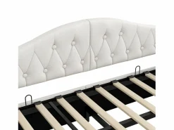 ModernLuxe Sofá-cama acolchado 90×200 cm - con tira luminosa LED - almacenamiento - con somier de láminas -