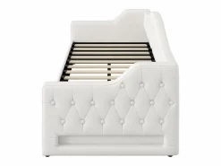 ModernLuxe Sofá-cama acolchado 90×200 cm - con tira luminosa LED - almacenamiento - con somier de láminas -