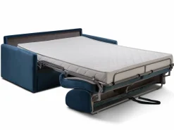 Clearance Sofá-cama de apertura exprés terciopelo azul CALIFE Sofás Y Sillones