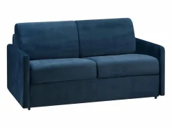 Discount Vente-unique Sofá-cama exprés 2 plazas 14 cm terciopelo azul CALIFE Azul oscuro