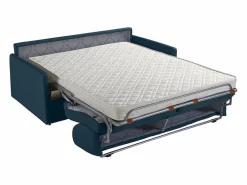 Discount Vente-unique Sofá-cama exprés 2 plazas 14 cm terciopelo azul CALIFE Azul oscuro