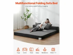 Sofá-Cama Plegable SucceBuy, 3 en 1 con 2 Almohadas, Gris Oscuro, Queen Gris antracita