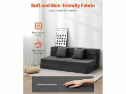 Sofá-Cama Plegable SucceBuy, 3 en 1 con 2 Almohadas, Gris Oscuro, Queen Gris antracita