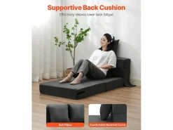 Sale Sofá-Cama Plegable SucceBuy, 3 en 1 Plegable con 2 Almohadas, Gris Oscuro, Individual Sofá Vintage