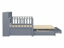 ModernLuxe Sofá-cama tipo gigue en madera maciza 90/180x190 cm - con toma de carga - con almacenamiento - con 2 cajones - somier de listones - (colchón no incluido)