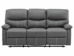 New Vente-unique Sofás 3+2 relax: manual de piel sintética pespuntes blancos CANBY Gris