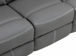 New Vente-unique Sofás 3+2 relax: manual de piel sintética pespuntes blancos CANBY Gris