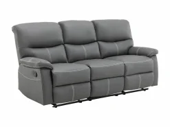 New Vente-unique Sofás 3+2 relax: manual de piel sintética pespuntes blancos CANBY Gris