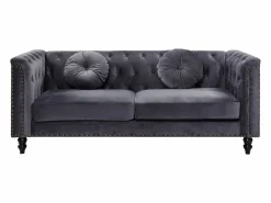 Hot Vente-unique Sofás 3 y 2 plazas de terciopelo antracita TURNER Gris antracita