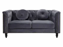 Hot Vente-unique Sofás 3 y 2 plazas de terciopelo antracita TURNER Gris antracita