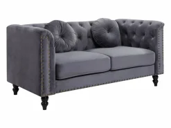 Hot Vente-unique Sofás 3 y 2 plazas de terciopelo antracita TURNER Gris antracita