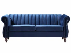 Discount Sofás chesterfield 3+2 plazas de terciopelo Azul real TRUMBO Conjunto Sofás