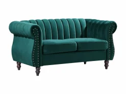 Clearance Sofás chesterfield de 3 plazas y 2 plazas de terciopelo TRUMBO Conjunto Sofás