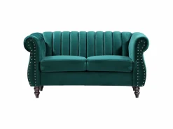 Clearance Sofás chesterfield de 3 plazas y 2 plazas de terciopelo TRUMBO Conjunto Sofás